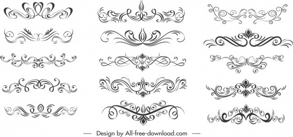600x281 Aidecorative Elements Templates Classical Symmetric Curves Sketch