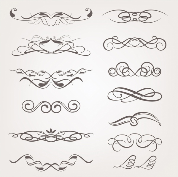 600x595 Vector Calligraphic Decorative Design Elements Free Vector