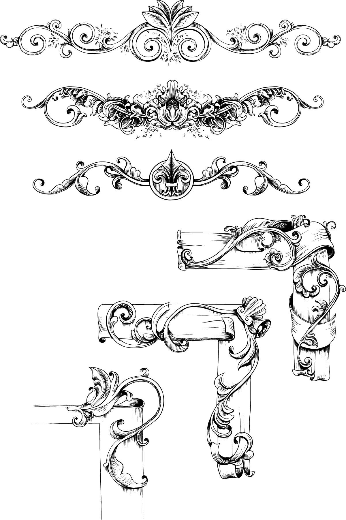 1200x1803 Vintage Decorative Elements Set Vector Free Vintage Decorative