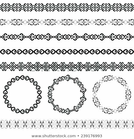 450x470 Border Decoration Elements Patterns And Round Frames In Black