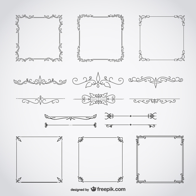 626x626 Calligraphic Frames Decorative Floral Set Vector Free Download