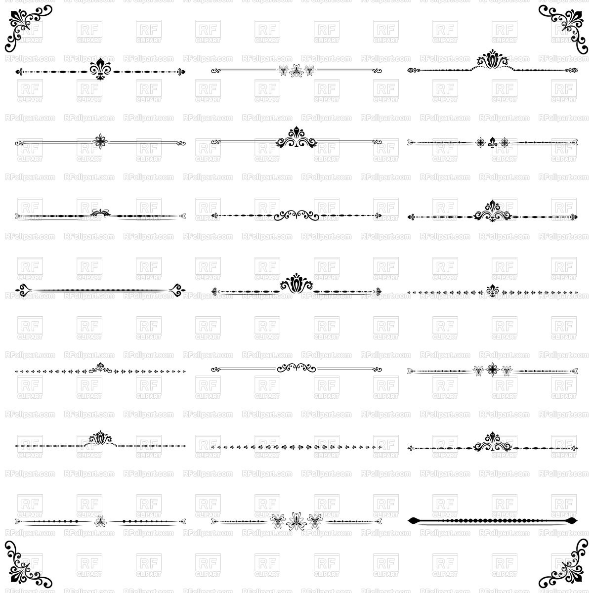 1200x1200 Vintage Set Of Decorative Horizontal Ornaments Vector Image