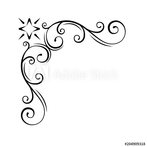 Decorative Swirl Floral Corner Calligraphic Design Element 500x500 Decorative Swirl Floral Corner Calligraphic Design Element