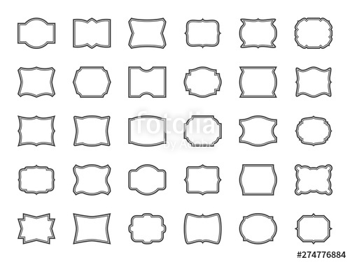 500x375 Vintage Frames Set Decorative Shapes Line Borders, Blank Retro