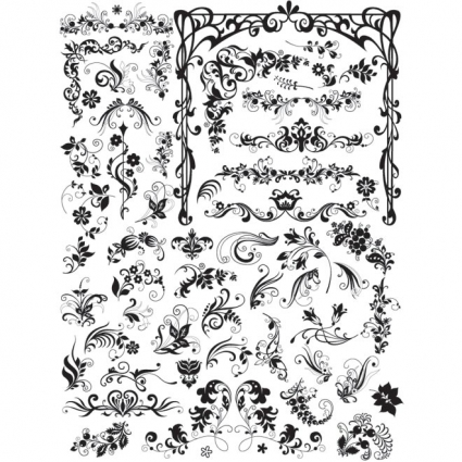 425x425 Free Vector Decorative Swirls Flowers Border Design Free Vectors