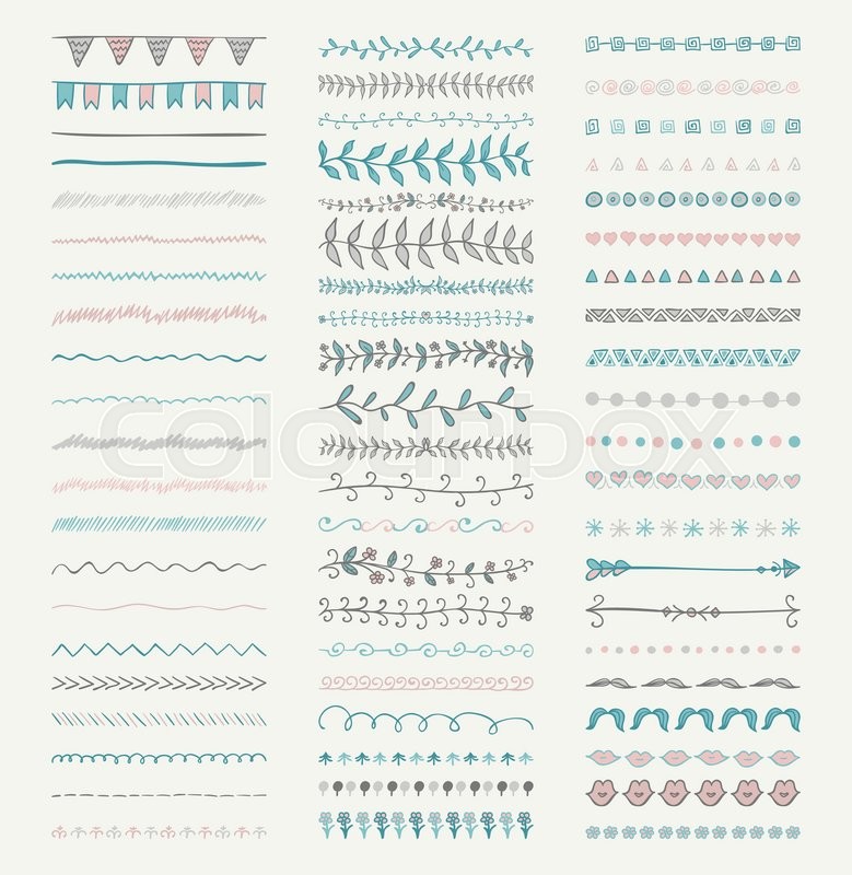 779x800 Set Of Hand Drawn Colorful Doodle Line Stock Vector Colourbox