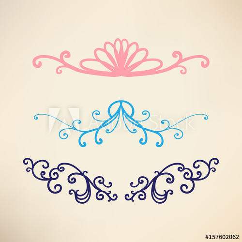 500x500 Vector Set Of Pretty Border Underline Design Elements Or Paragraph