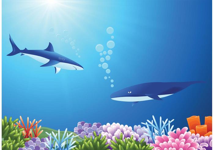 700x490 Free Great White Sharks In Deep Sea Vector