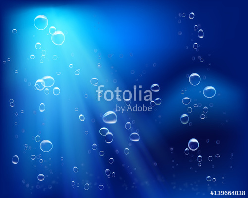 500x400 Underwater View, Air Bubble In Deep Sea Vector Illustration
