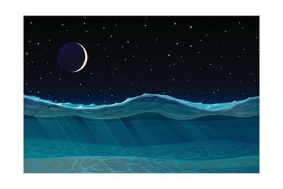 400x267 Vector Cartoon Deep Sea Ocean Seascape, Landscape Underwater
