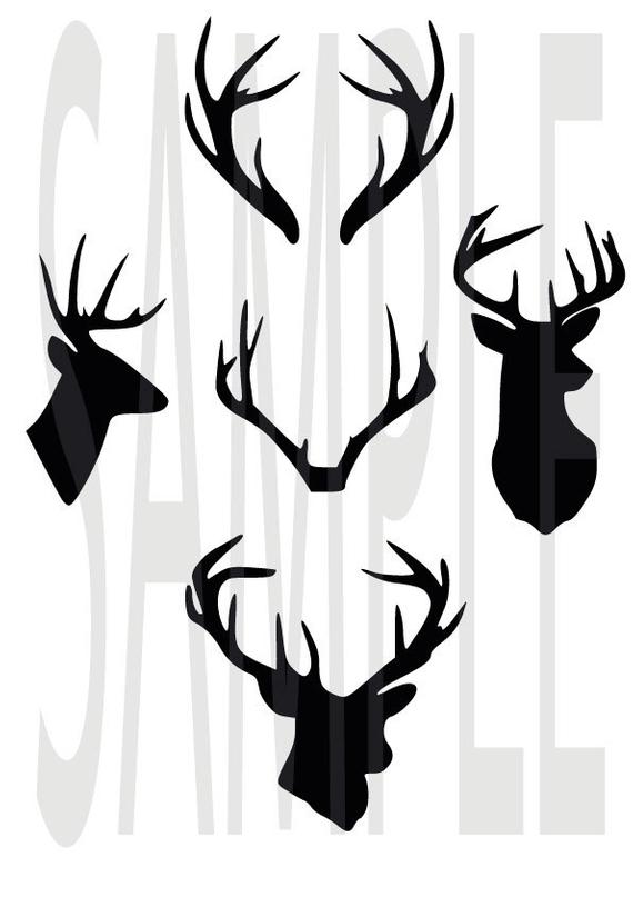 570x807 Deer Antler Monogram Clipart Deer Head Silhouette Vector Etsy