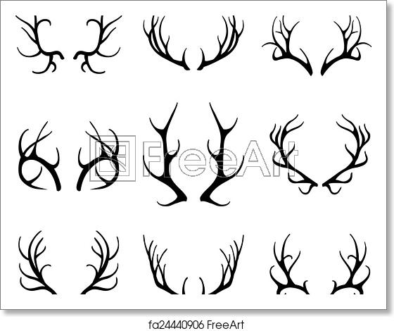 560x470 Free Art Print Of Vector Deer Antlers Isolated On White Vector
