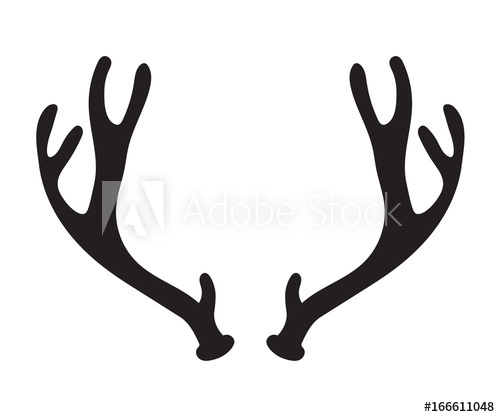 500x417 Black Silhouette Of Deer Antlers Vector Illustration