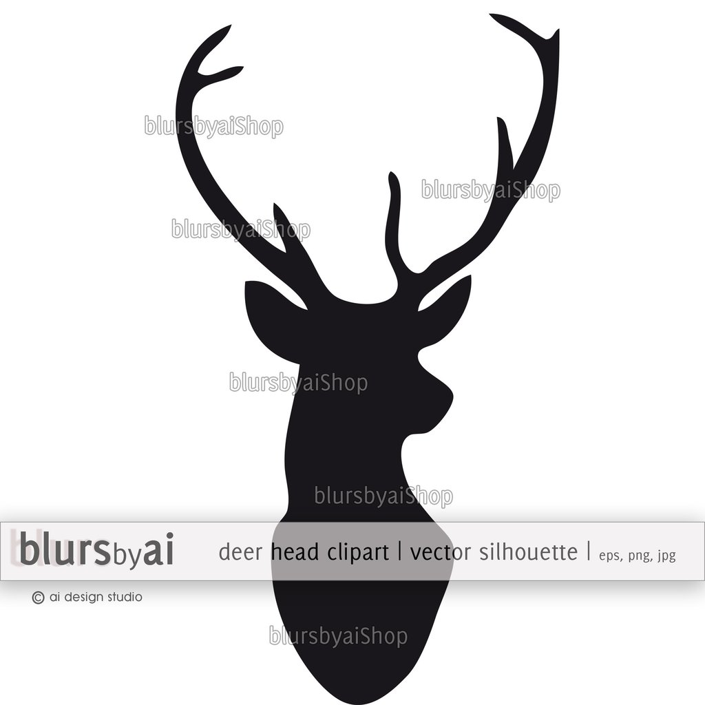 1024x1024 Vector Deer Head Silhouette Clipart Blursbyai