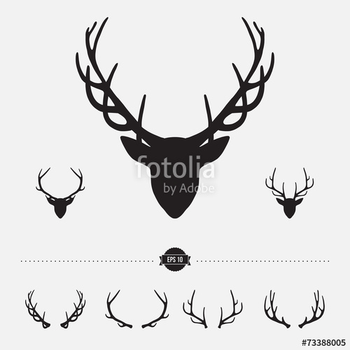 500x500 Deer Head Silhouette With Antlers, Vector Illustration Stock