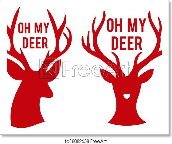 560x470 Free Art Print Of Oh My Deer Heads, Vector Oh My Deer, Stag Heads