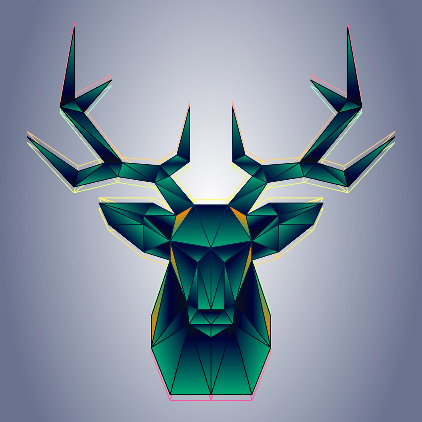 1680x1680 Stylized Polygonal Deer Head Vector Geometric Illustration
