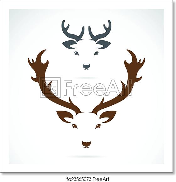 561x581 Free Art Print Of Vector Image Of An Deer Head On A White