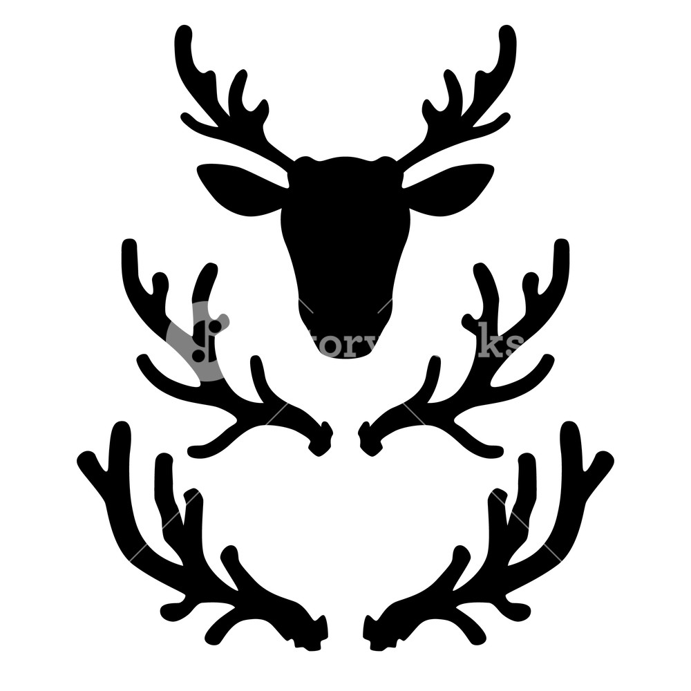 Set Of Deer Horns Design Element For Logo, Label, Emblem, Sign 1000x1000 Set Of Deer Horns Design Element For Logo, Label, Emblem, Sign