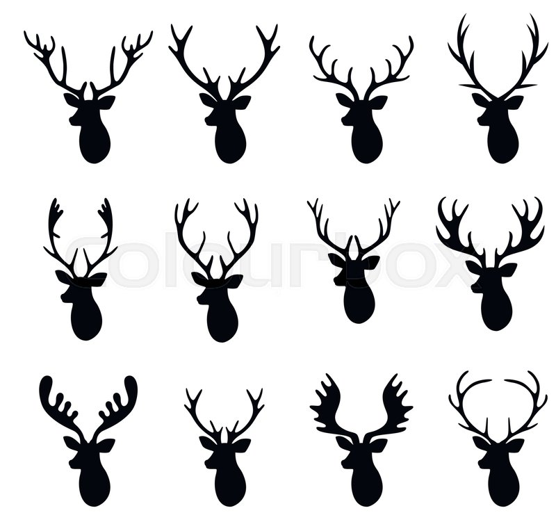 800x751 Deer Hunter Heads Set Logo Design Stock Vector Colourbox