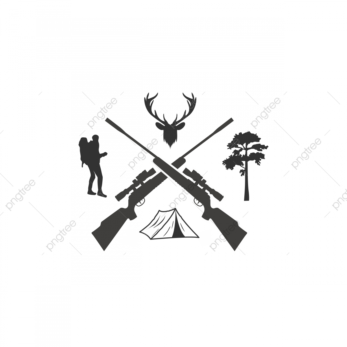 1200x1200 Deer Hunting With Rifles Cross Logo, Logo, Deer, Antler Png