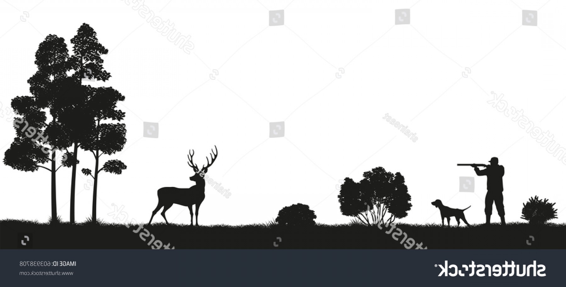 1800x912 Black Silhouette Hunter Dog Forest Hunting Hoodamathrun