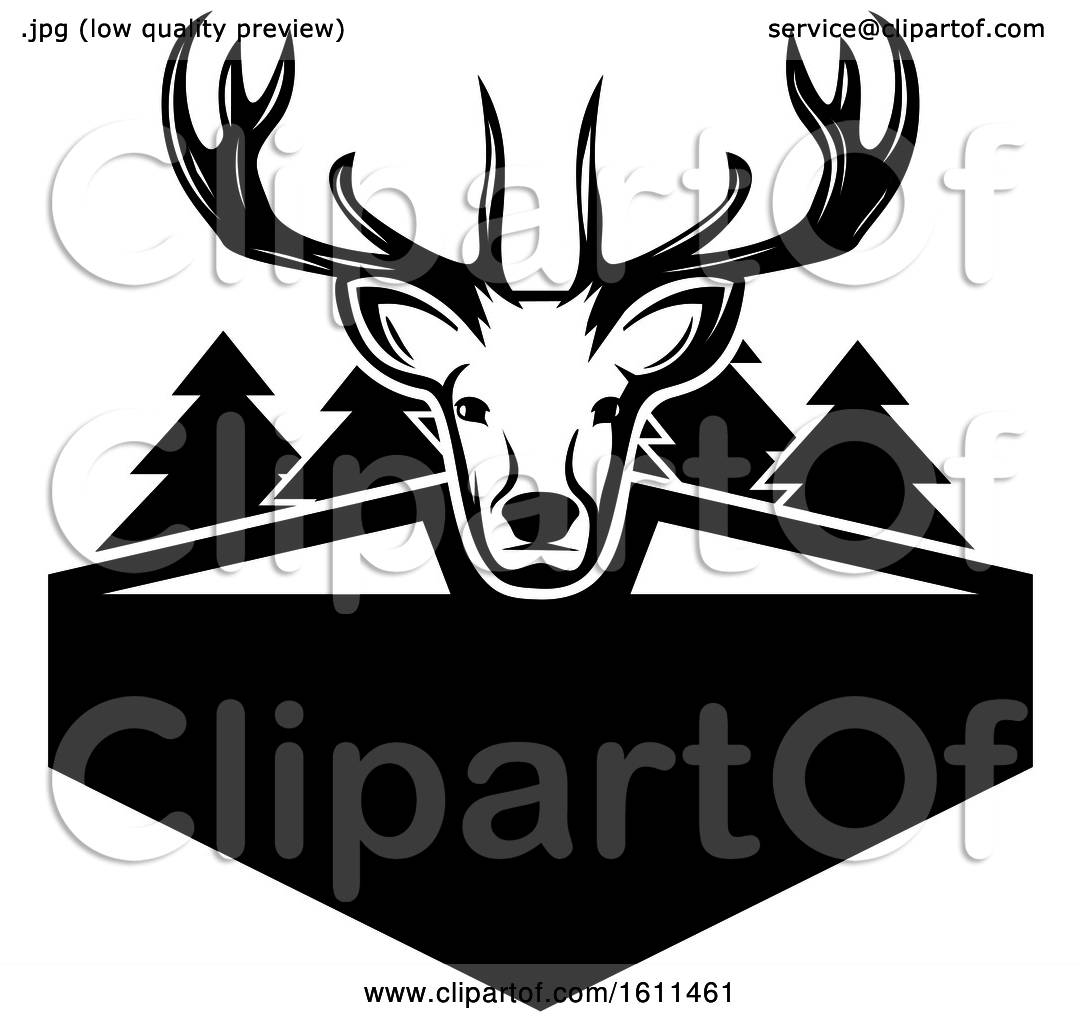 1080x1024 Clipart Of A Black And White Deer Hunting Design