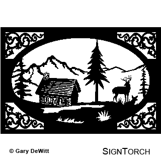 320x320 Deer Cabin Scene Signtorch, Turning Images Into Vector Cut Paths