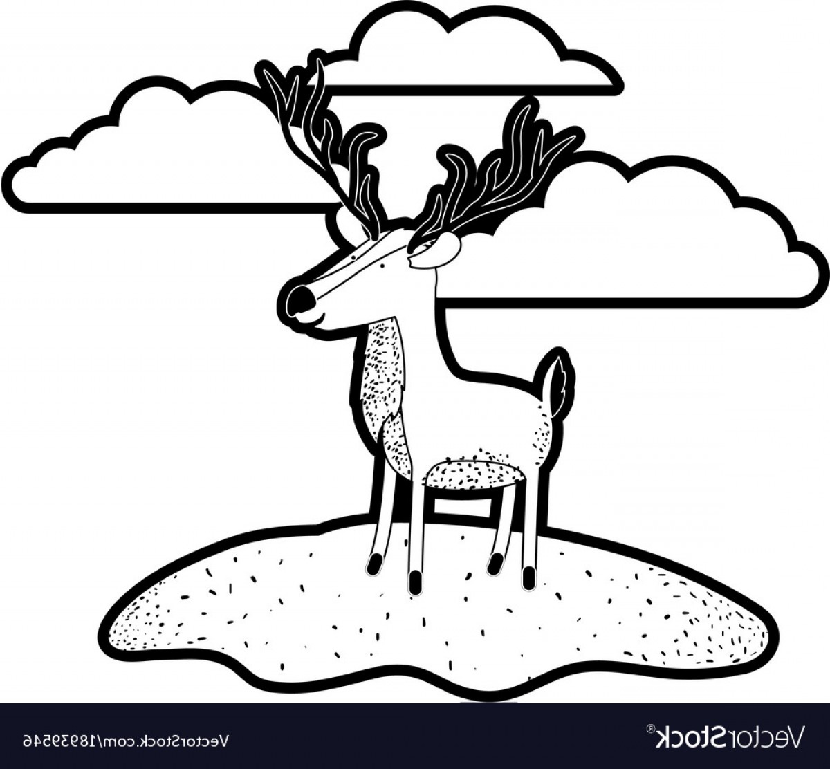 Deer Cartoon In Outdoor Scene With Clouds In Black Vector Cqrecords 1200x1112 Deer Cartoon In Outdoor Scene With Clouds In Black Vector Cqrecords