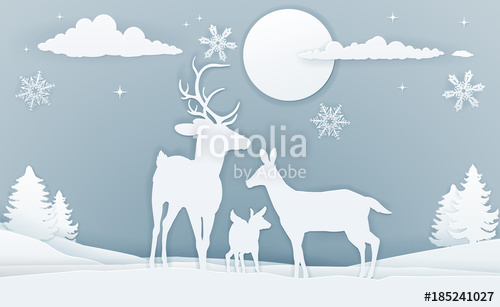 Deer Winter Scene Paper Art Stock Image And Royalty Free Vector 500x307 Deer Winter Scene Paper Art Stock Image And Royalty Free Vector