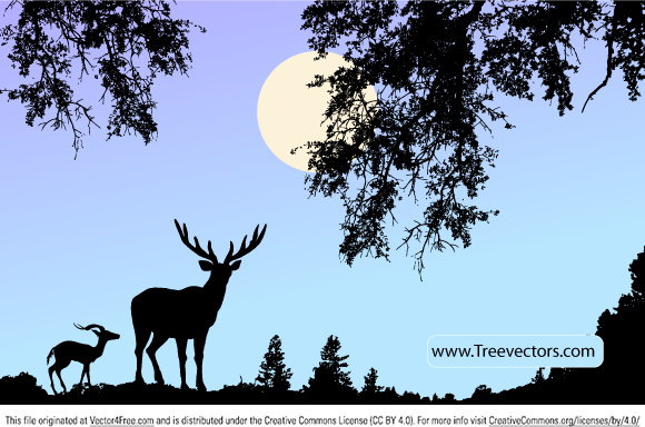 Nature Scene Vector With Deer Free Vector In Adobe Illustrator 580x384 Nature Scene Vector With Deer Free Vector In Adobe Illustrator