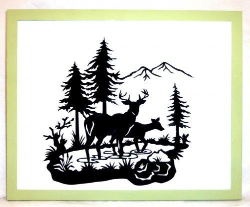 500x415 Paper Sillouettes For Christmas Tranquil Deer In Woods Scene