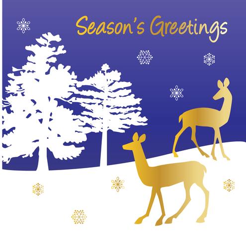 Seasons Greetings Vector Graphic Winter Scene With Gold Deer 495x490 Seasons Greetings Vector Graphic Winter Scene With Gold Deer