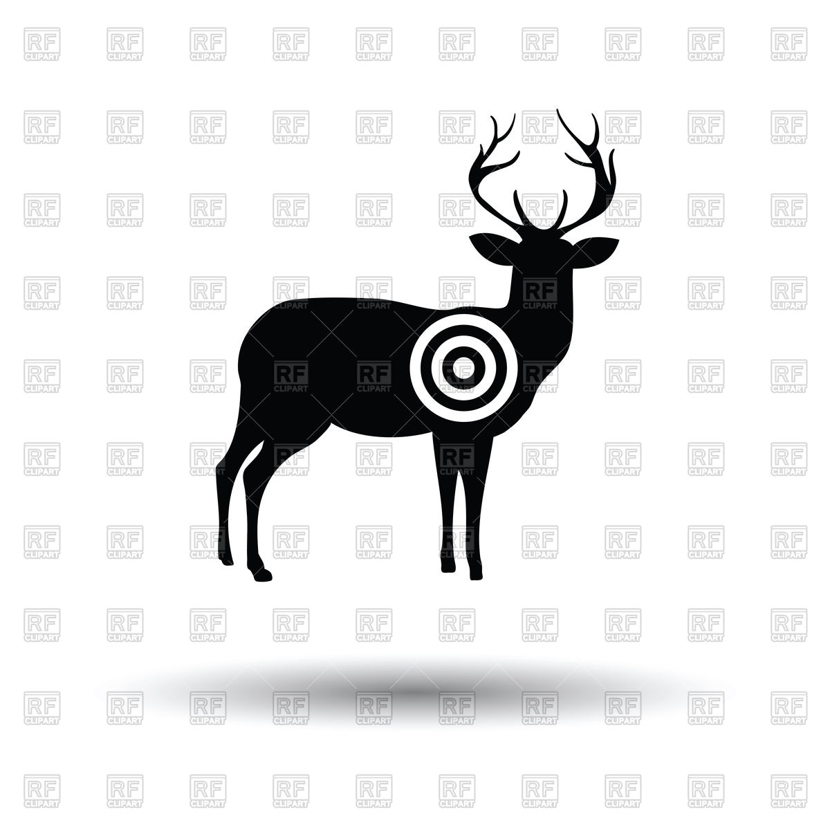 1200x1200 Deer Silhouette With Target Icon With Shadow Design Vector Image
