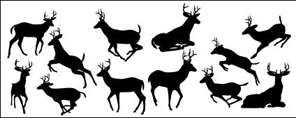 424x170 Deer Silhouettes Vector Material Clip Arts, Clip Art