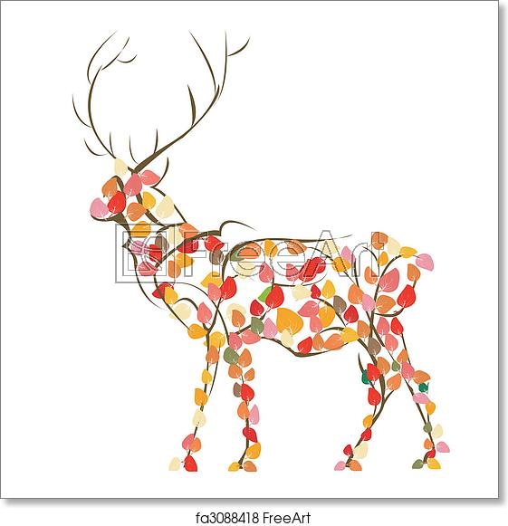 561x581 Free Art Print Of Deer Stylized Deer Silhouette, Vector Art