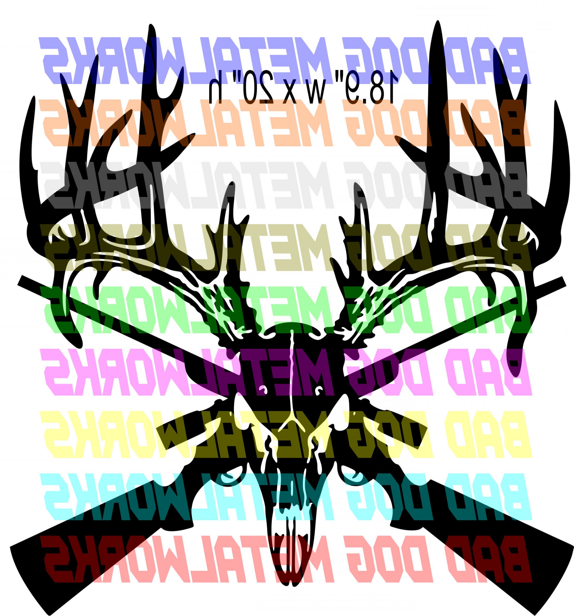 2220x2384 Deer Skull And Guns Dxf Vector Wallkeeper