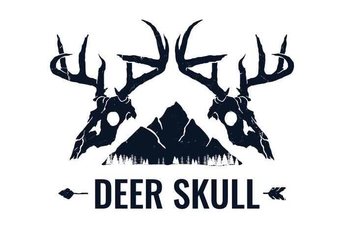 700x490 Hand Drawn Twin Deer Skull