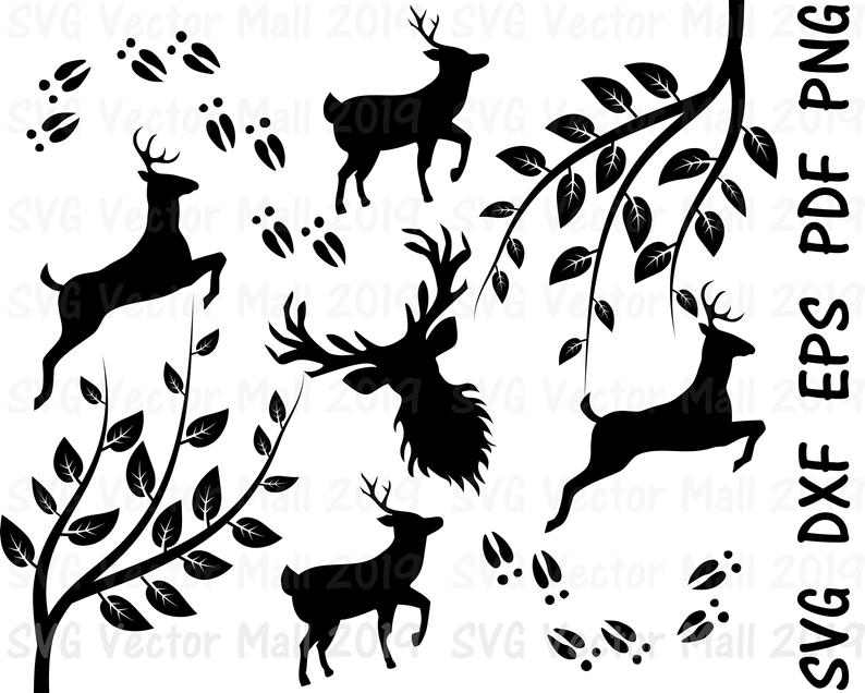 794x636 Deer Branches Deer Clipart Deer Tracks Deer Deer Etsy