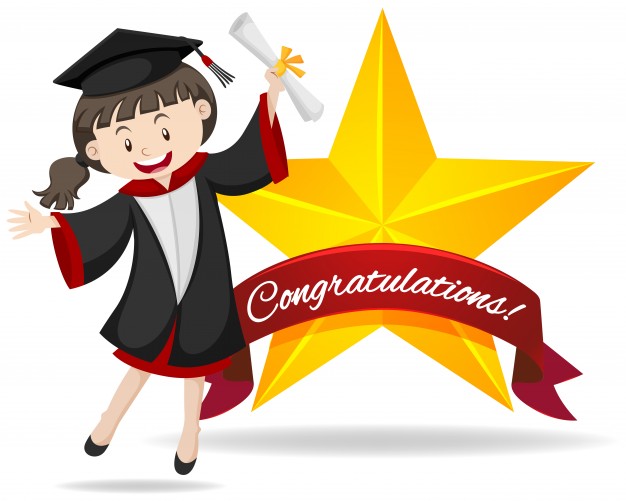 626x501 Congratulation Sign With Girl Holding Degree Illustration Vector
