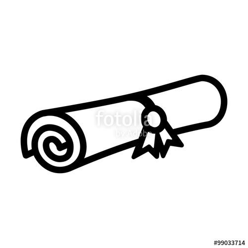 500x500 Diploma Degree With Ribbon Line Art Icon For Apps And Websites