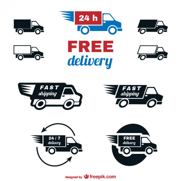 626x626 Black Delivery Truck Badges Vector Free Download