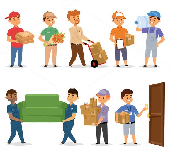 580x532 Delivery Man Portrait Vector Set Graphics