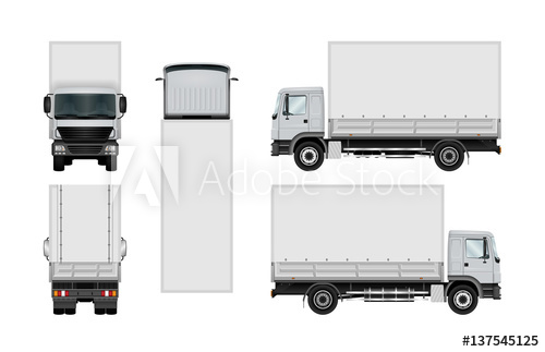 500x323 Delivery Truck Vector Template Lorry Isolated On White