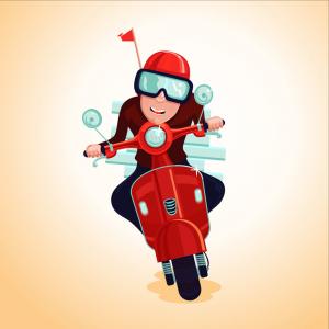 300x300 Courier On A Motor Scooter Quick Pizza Delivery Vector Hoodamathrun