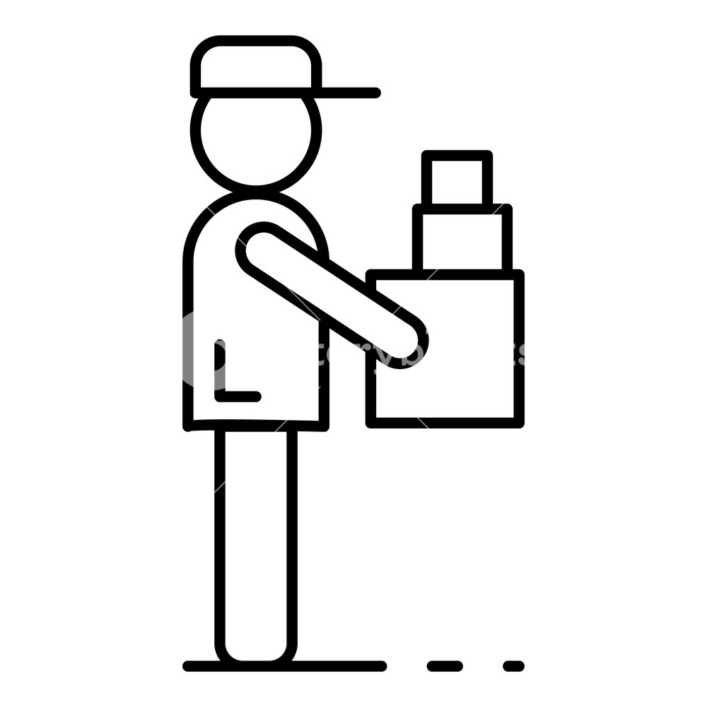 1000x1000 Home Man Delivery Icon Outline Home Man Delivery Vector Icon