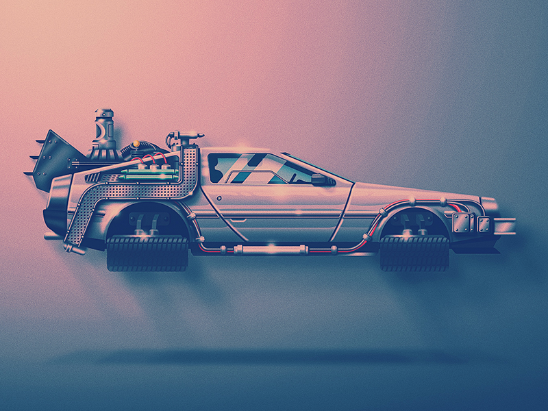 800x600 Skeuo Vector Delorean