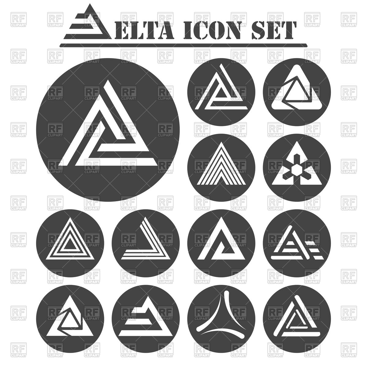 1200x1200 Delta Letter Icons Set Vector Image Of Icons And Emblems