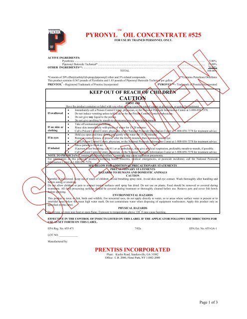495x640 Pyronyl Pesticide Label
