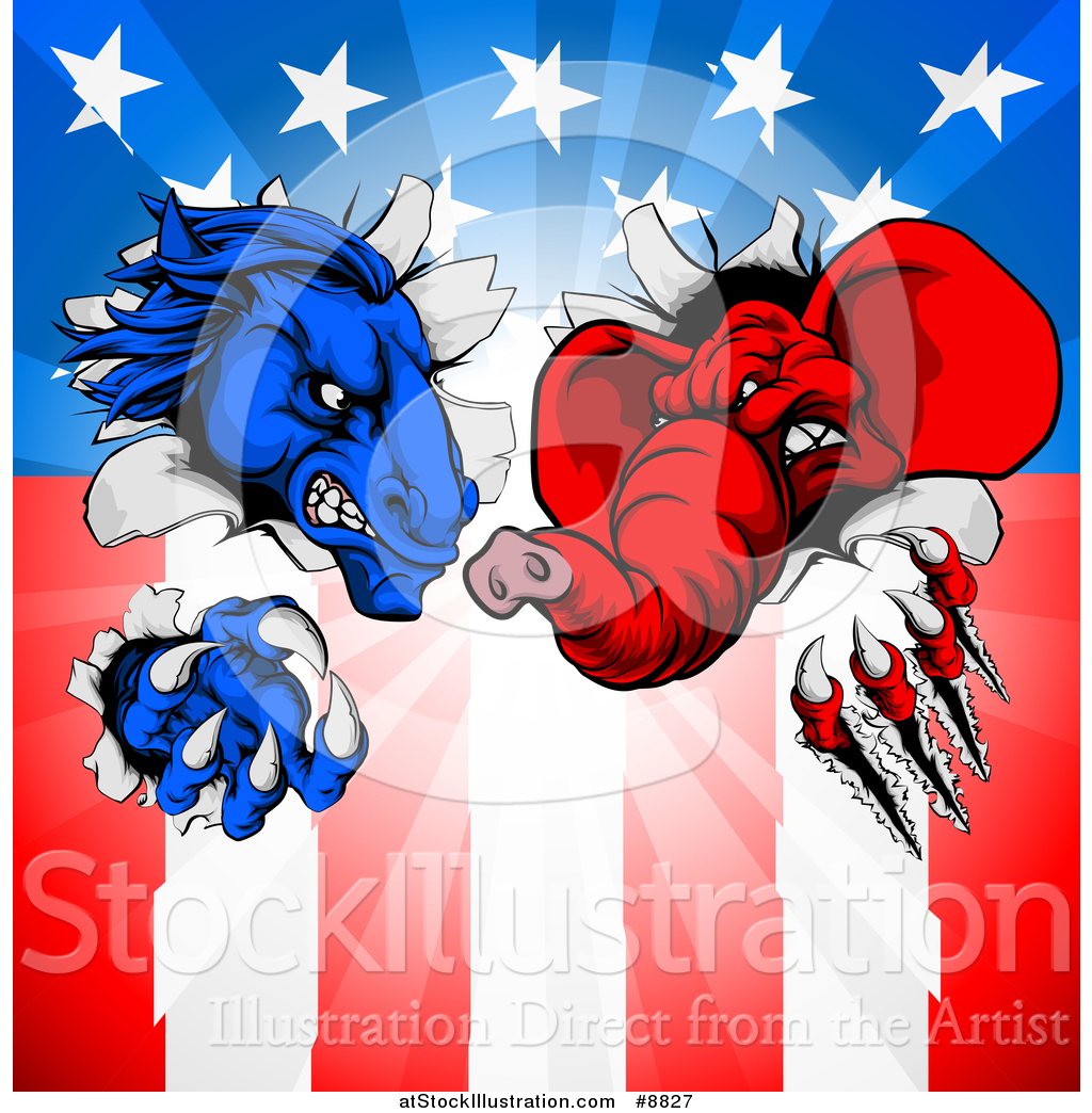 1024x1044 Vector Illustration Of A Cartoon Political Aggressive Democratic